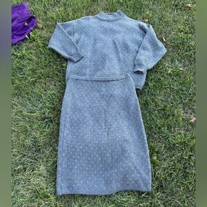 Vintage Gray Knit Sweater Set by Haberdashery Wool Blend Small/Medium